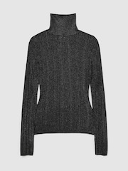 Әскери-теңіз күштері - Reiss Sutton металл түсті ашық тоқылған Жеңіл мойын жейде - 7суретінің 2 суреті