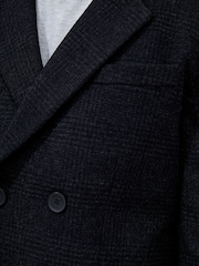 French Connection Blue/Grey Double Breasted Peacoat - Image 4 of 5