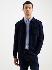 French Connection Blue Blue Milano Full Zip Up Jumper - Image 1 of 4