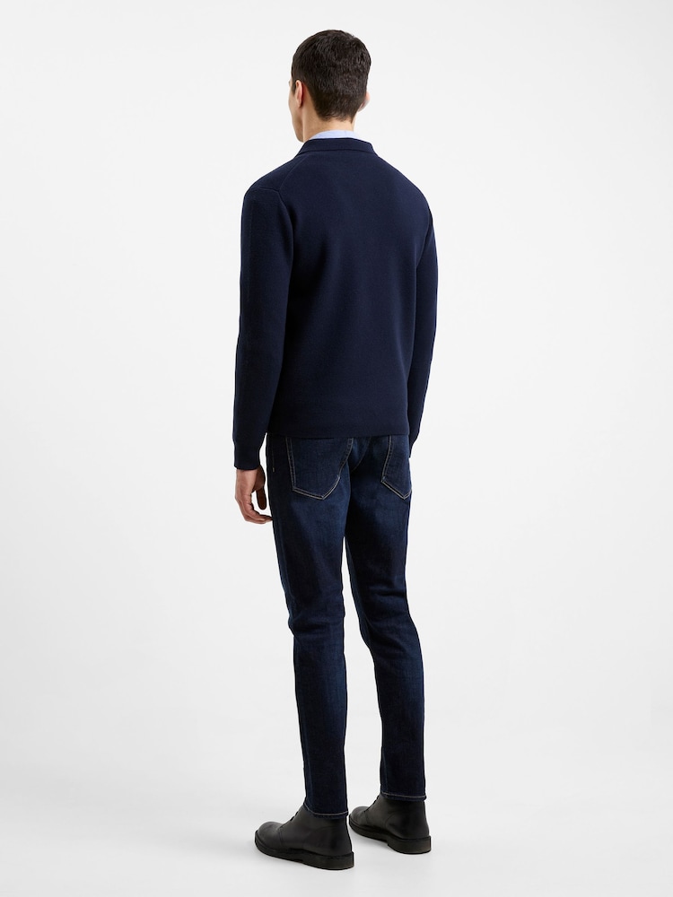 French Connection Blue Blue Milano Full Zip Up Jumper - Image 2 of 4