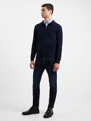 French Connection Blue Blue Milano Full Zip Up Jumper - Image 3 of 4