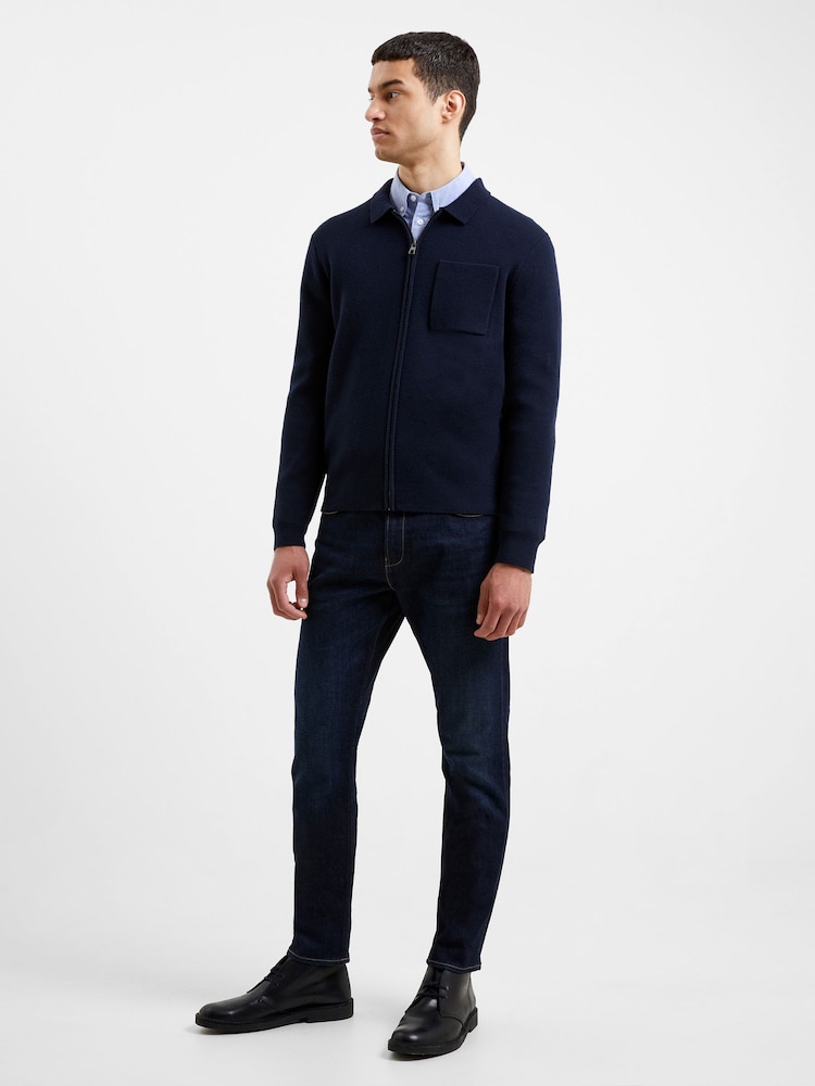 French Connection Blue Blue Milano Full Zip Up Jumper - Image 3 of 4