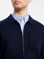 French Connection Blue Blue Milano Full Zip Up Jumper - Image 4 of 4