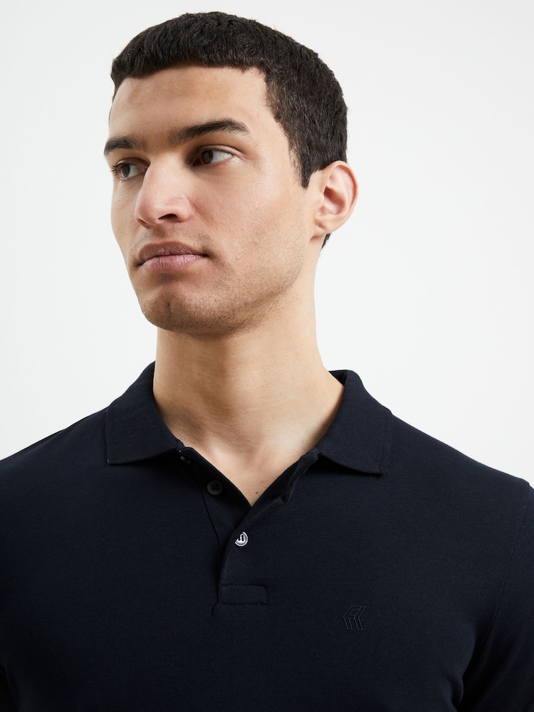 French Connection Blue Jersey Polo Shirt - Image 6 of 6 French Connection Blue Jersey Polo Shirt - Image 6 of 6