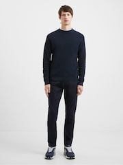 French Connection Blue Shadow Waffle 100% Cotton Micro Knit Jumper - Image 3 of 5