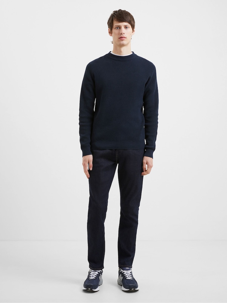French Connection Blue Shadow Waffle 100% Cotton Micro Knit Jumper - Image 3 of 5