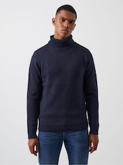 French Connection Blue Roll Neck Knit Jumper - Image 1 of 3
