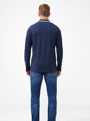 French Connection Blue Nights Courtworth Long Sleeve Polo Shirt - Image 3 of 4