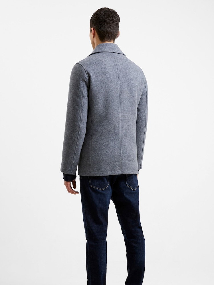 French Connection Grey Double Breasted Peacoat - Image 2 of 3