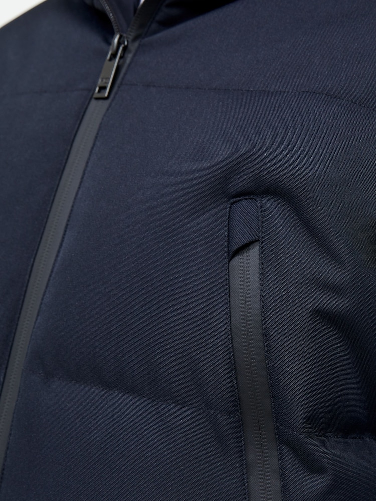 French Connection Dark Navy Blue Faux Fur Trim Parka - Image 5 of 5