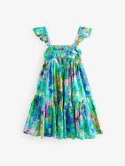 Floral Bright Print 100% Cotton Printed Tiered Dress (3-16yrs) - Image 5 of 7