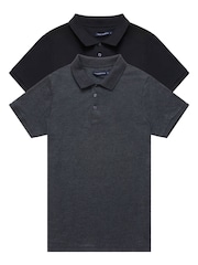 French Connection Black Melange J Polo Shirts 2 Pack - Image 1 of 4