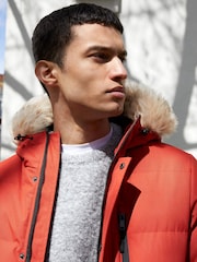 French Connection Burnt Orange Mid Length Row Parka Coat Jacket - Image 1 of 4