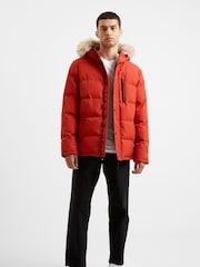 French Connection Burnt Orange Mid Length Row Parka Coat Jacket - Image 4 of 4