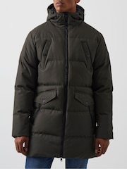 French Connection Green Long Length Row Zip Parka Coat - Image 3 of 5
