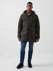 French Connection Green Long Length Row Zip Parka Coat - Image 4 of 5