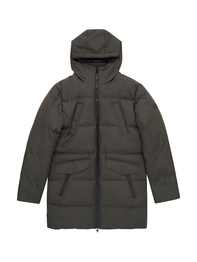 French Connection Green Long Length Row Zip Parka Coat - Image 5 of 5