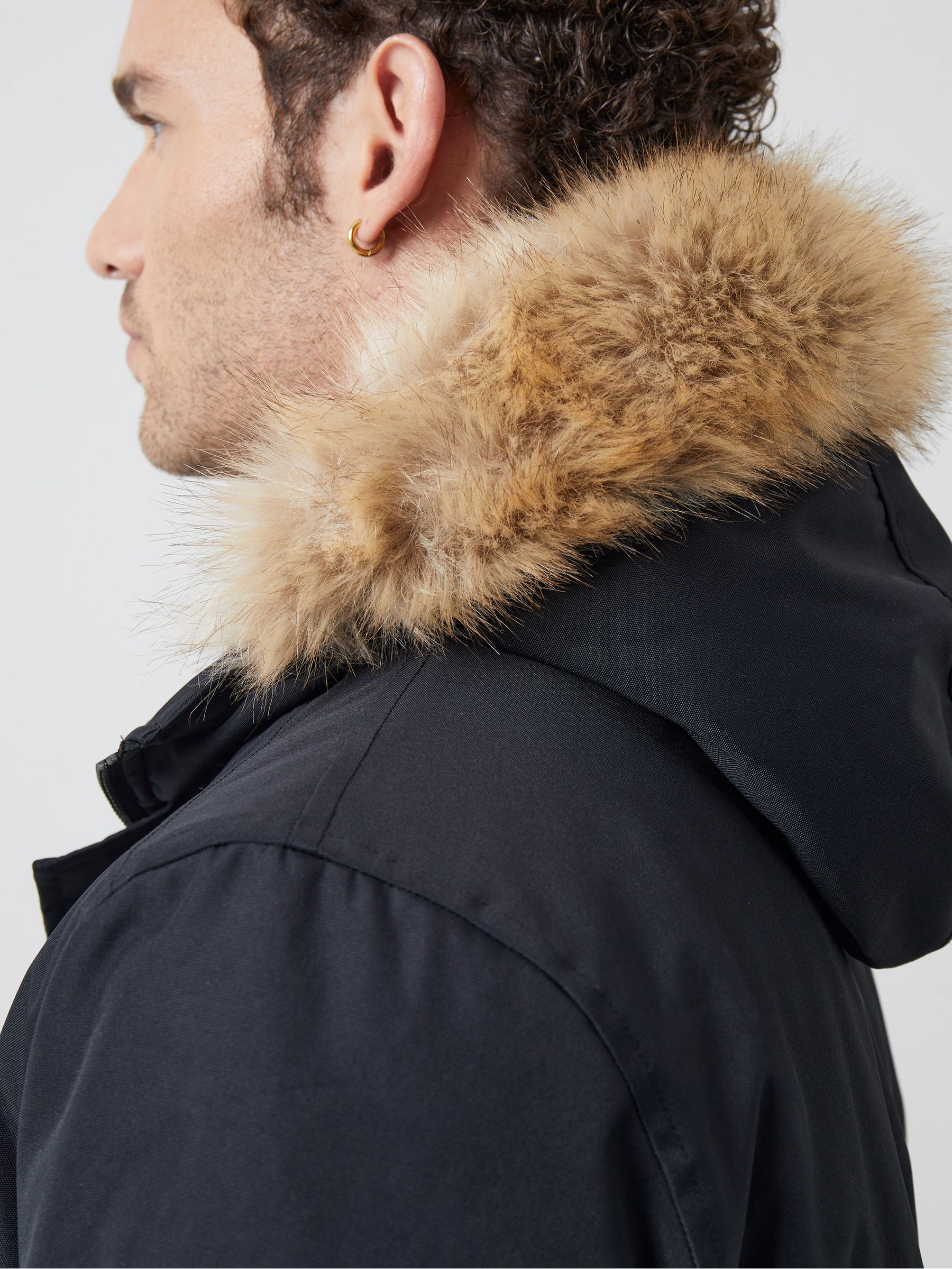 French connection faux fur hood flight jacket cheap