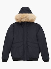 French Connection Black Faux Fur Trim Short Length Jacket - Image 5 of 6
