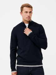 French Connection Blue Funnel Neck Knitwear Jumper - Image 1 of 4