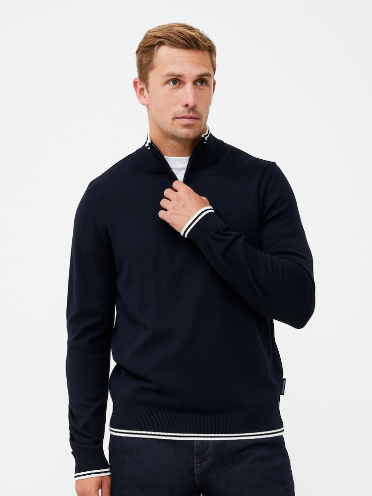 French Connection Blue Funnel Neck Knitwear Jumper - Image 1 of 4