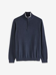 French Connection Blue Funnel Neck Knitwear Jumper - Image 4 of 4