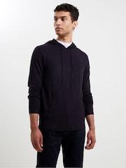 French Connection Blue Supersoft Hooded Knit Hoodie - Image 1 of 5