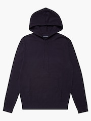 French Connection Blue Supersoft Hooded Knit Hoodie - Image 5 of 5