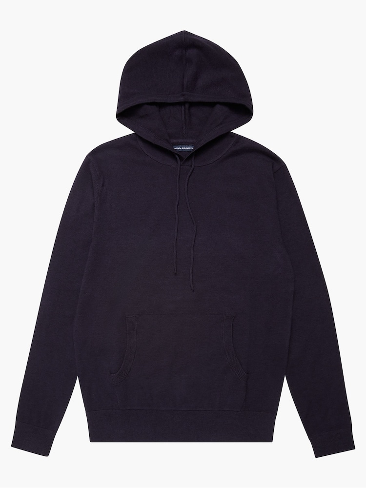 French Connection Blue Supersoft Hooded Knit Hoodie - Image 5 of 5