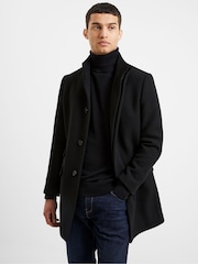 French Connection Black Funnel Neck Mid Length Coat - Image 1 of 4