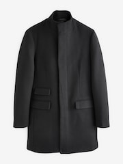 French Connection Black Funnel Neck Mid Length Coat - Image 4 of 4