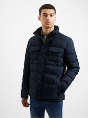 French Connection Dark Navy Blue 2 Pocket Row Funnel Jacket - Image 1 of 6