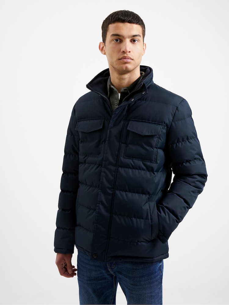 French Connection Dark Navy Blue 2 Pocket Row Funnel Jacket - Image 1 of 6