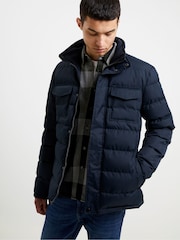 French Connection Dark Navy Blue 2 Pocket Row Funnel Jacket - Image 4 of 6