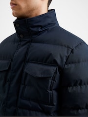 French Connection Dark Navy Blue 2 Pocket Row Funnel Jacket - Image 5 of 6