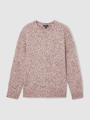 Reiss Bordeaux Jeeves Wool-Blend Speckled-Knit Crew-Neck Jumper - Image 2 of 7