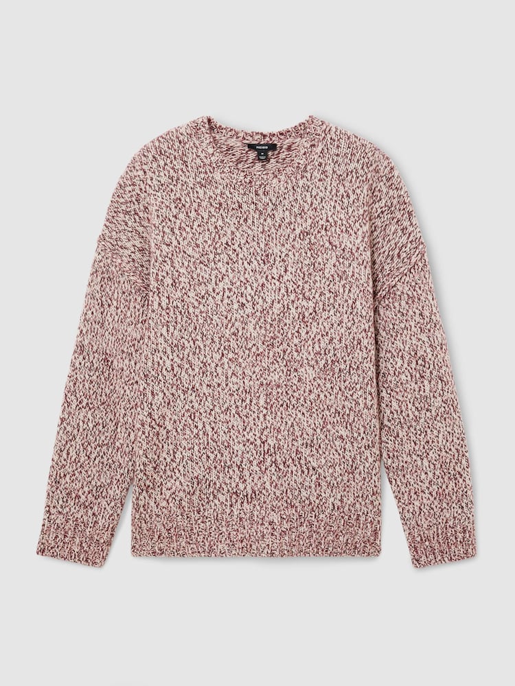Reiss Bordeaux Jeeves Wool-Blend Speckled-Knit Crew-Neck Jumper - Image 2 of 7 Reiss Bordeaux Jeeves Wool-Blend Speckled-Knit Crew-Neck Jumper - Image 2 of 7
