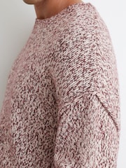 Reiss Bordeaux Jeeves Wool-Blend Speckled-Knit Crew-Neck Jumper - Image 4 of 7