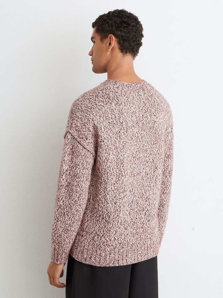Reiss Bordeaux Jeeves Wool-Blend Speckled-Knit Crew-Neck Jumper - Image 7 of 7 Reiss Bordeaux Jeeves Wool-Blend Speckled-Knit Crew-Neck Jumper - Image 7 of 7