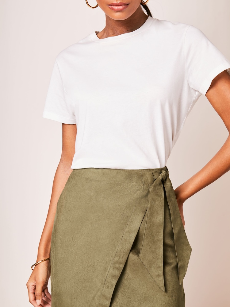 Lipsy Khaki Green Suedette Wrap Midi Skirt - Image 4 of 4 Lipsy Khaki Green Suedette Wrap Midi Skirt - Image 4 of 4