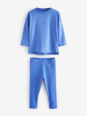 Pink/Blue/Green Rib Legging Pyjamas 3 Pack (9mths-12yrs) - Image 3 of 6