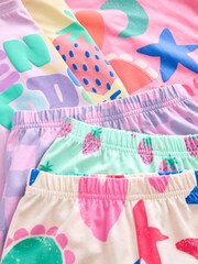 Pink/Yellow/Purple Fun 100% Cotton Short Pyjamas 3 Pack (9mths-12yrs) - Image 6 of 7