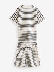 Neutral/Navy Stripe Single Textured Button Down Pyjamas (3-16yrs) - Image 2 of 3