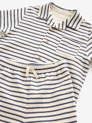 Neutral/Navy Stripe Single Textured Button Down Pyjamas (3-16yrs) - Image 3 of 3