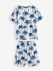 Marineblau/Weiß mit Batik-Surfprint - 100% Baumwolle, kurzer Pyjama, 3 Pack (6-16Jahre) - Bild 8 von 10