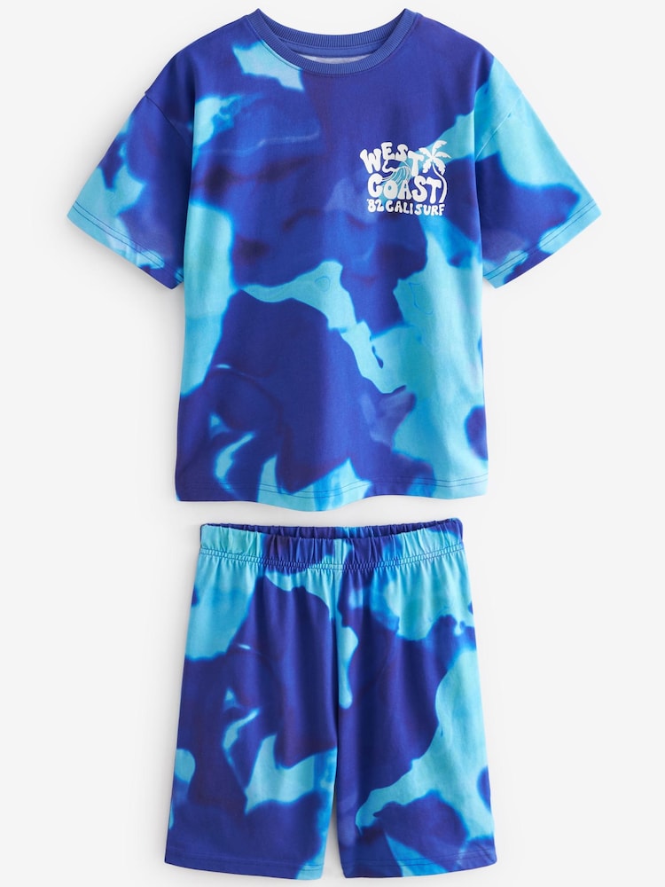 Blue Tie Dye Surf Single Short Pyjamas (3-16yrs) - Image 1 of 3