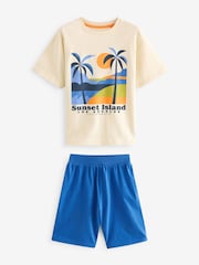 Braun/Gelb mit sommerlichem Wellendesign - 100% Baumwolle, kurzer Pyjama, 3 Pack (6-16Jahre) - Bild 4 von 7