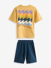 Braun/Gelb mit sommerlichem Wellendesign - 100% Baumwolle, kurzer Pyjama, 3 Pack (6-16Jahre) - Bild 5 von 7