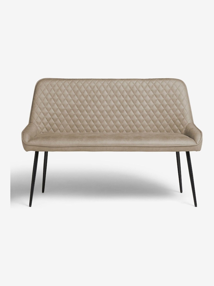 Monza Faux Leather Mink Brown Hamilton Quilted Dining Bench - Image 2 of 8