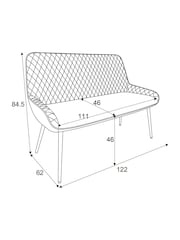 Monza Faux Leather Mink Brown Hamilton Quilted Dining Bench - Image 8 of 8